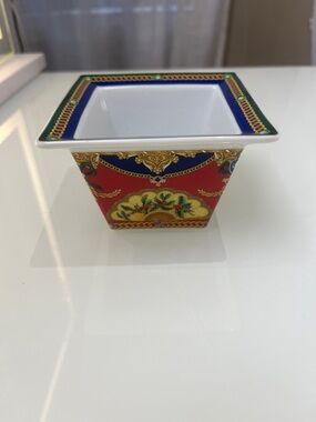 Versace Square Porcelain Dish - Red, Blue, Gold